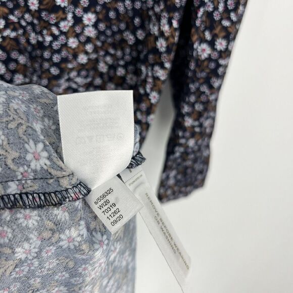 Loft Plus Dress Size 14 Womens Navy Floral Print Mock Neck Flare Puff Sleeve - Picture 8 of 8